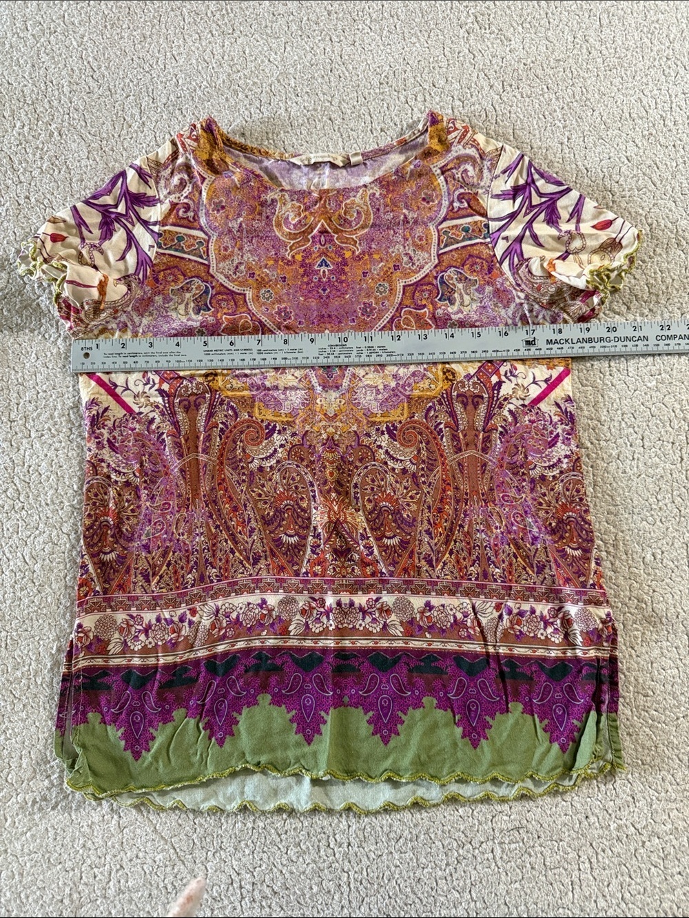 Soft Surroundings Purple Paisley Tee with Green Trim - Picture 4 of 6